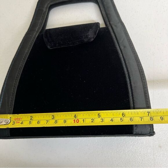 K F Ltd Black Velvet Satchel Handle Shoulder Strap Handbag Dressy Cocktail - Picture 8 of 12